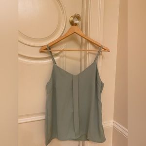 Front Pleat Detail Sage Green Flowy Tank